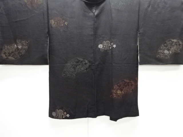 JAPANESE ANTIQUE HAORI / TAISHO ROMAN STYLE / SILK / URUSHI / WOVEN CARRIAGE
